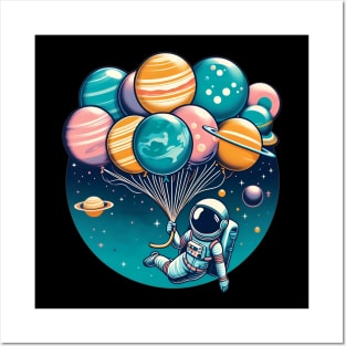 Funny Astronaut Space Balloon Planet Solar System Design Posters and Art